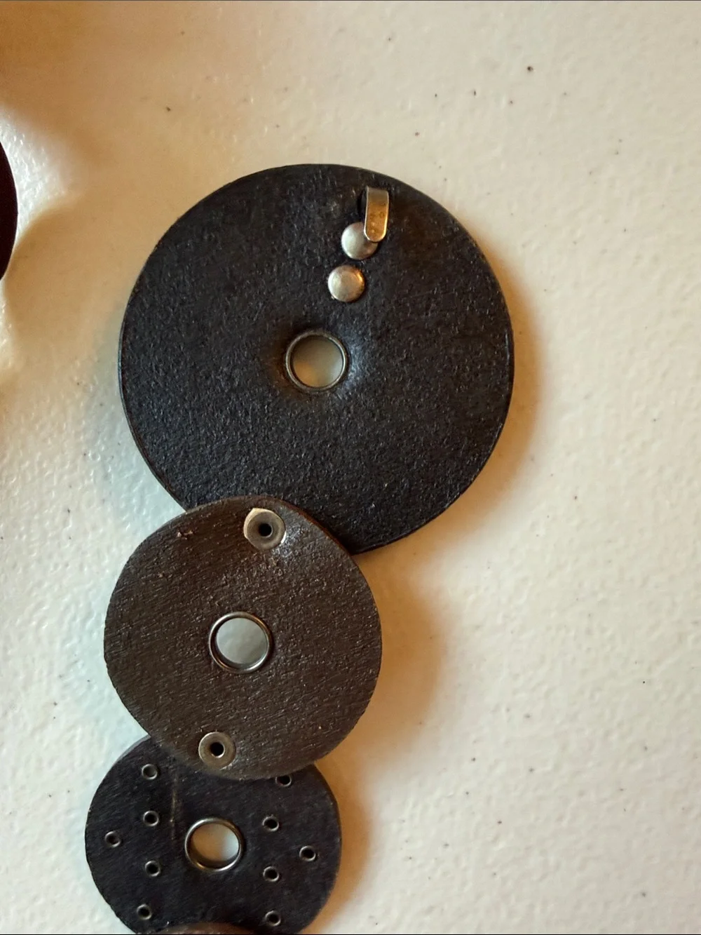 Round Leather Boho Disc Belt in Dark Brown and Black Size Medium/Large